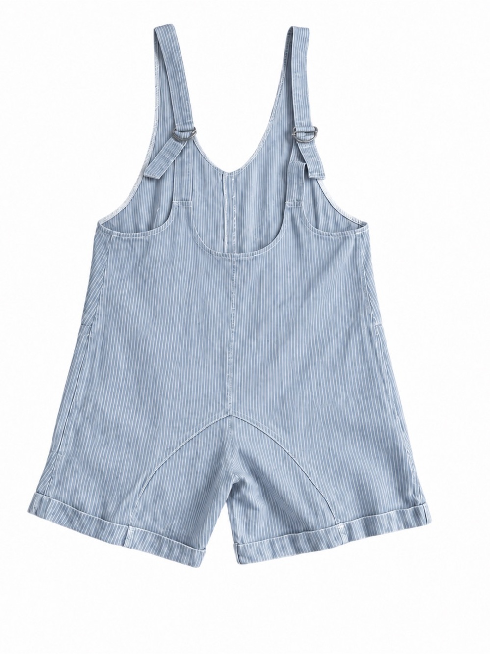HYFVE Light Blue Pinstripe Short Overall Romper NWT Size Small